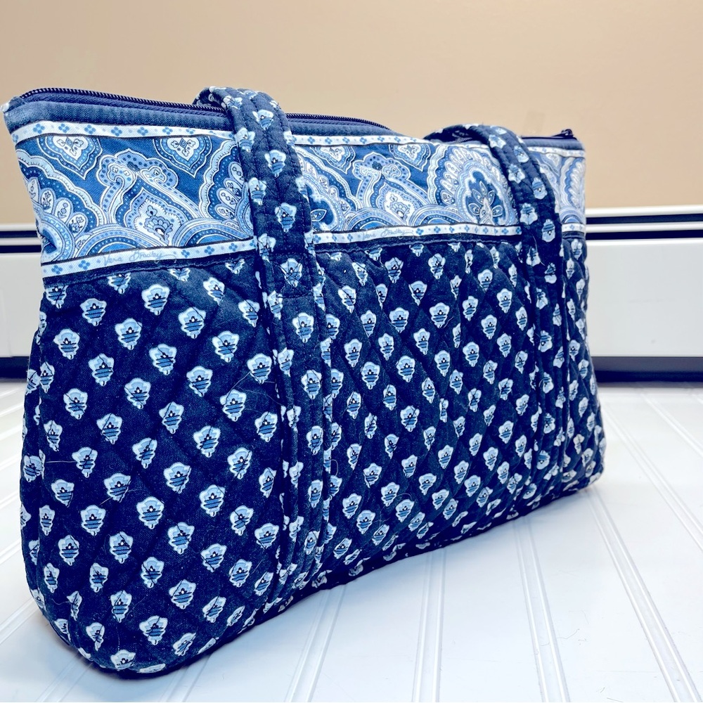 Vera Bradley Double Handle Tote Bag Purse Nantucket Navy Pattern Blue